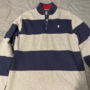 Izod Men's Blue and Gray Zip-Up Sweater